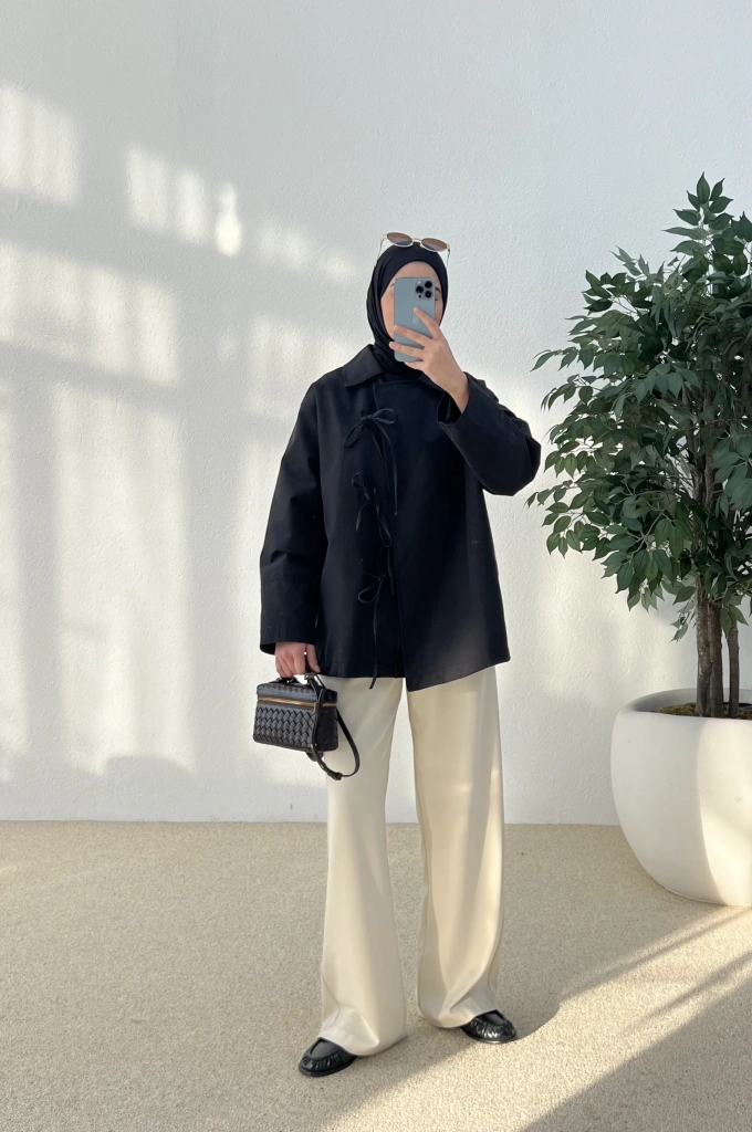 BAĞLAMA TRENÇKOT SİYAH