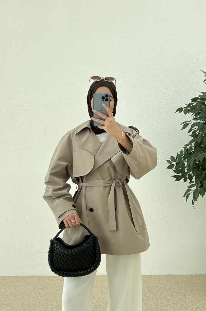 Bakü KISA TRENÇKOT BEJ..