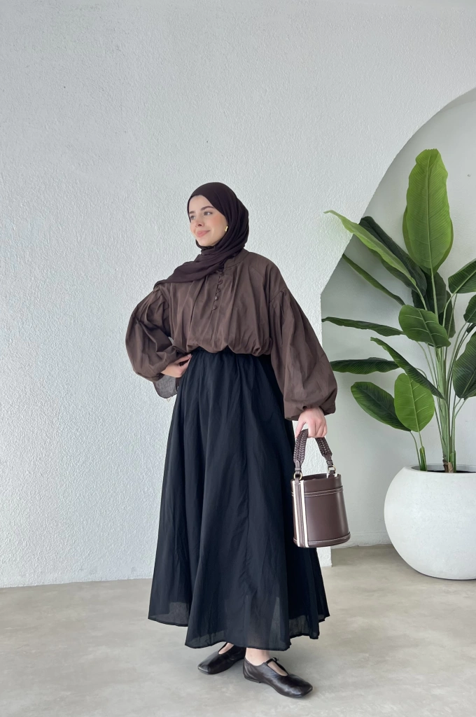 3002 Vual BELİ LASTİKLİ H&m Etek SİYAH