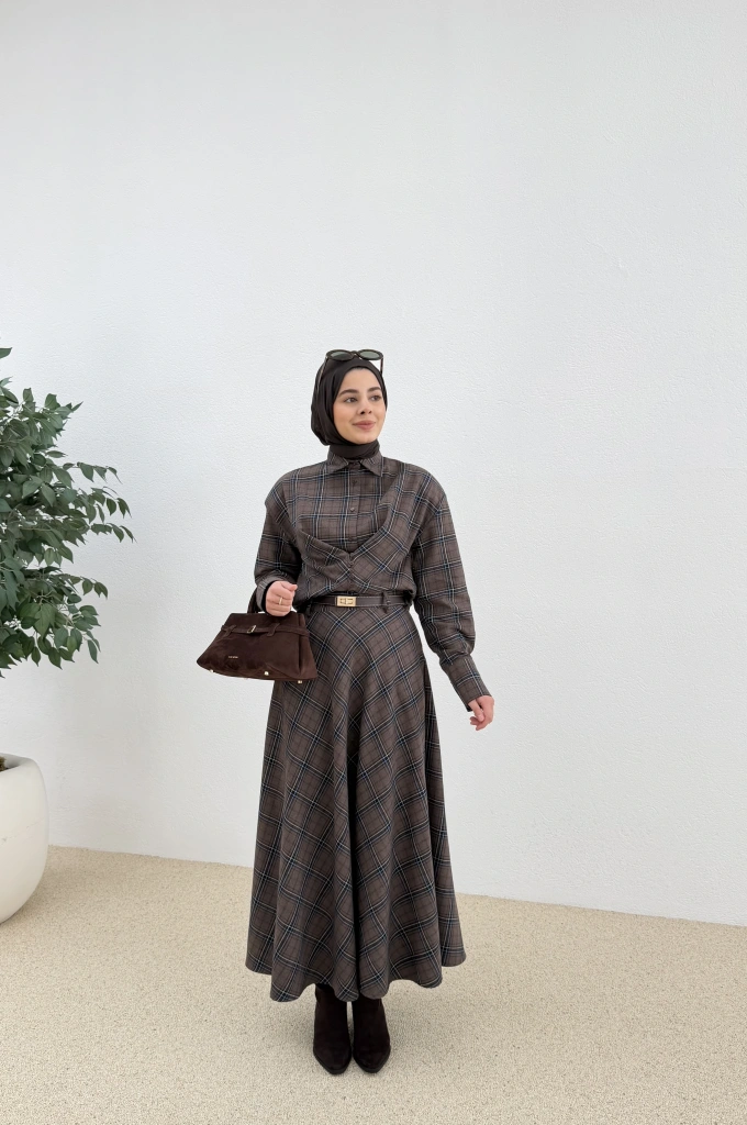 Bel oturmalı kışlık eteklı TAKIM