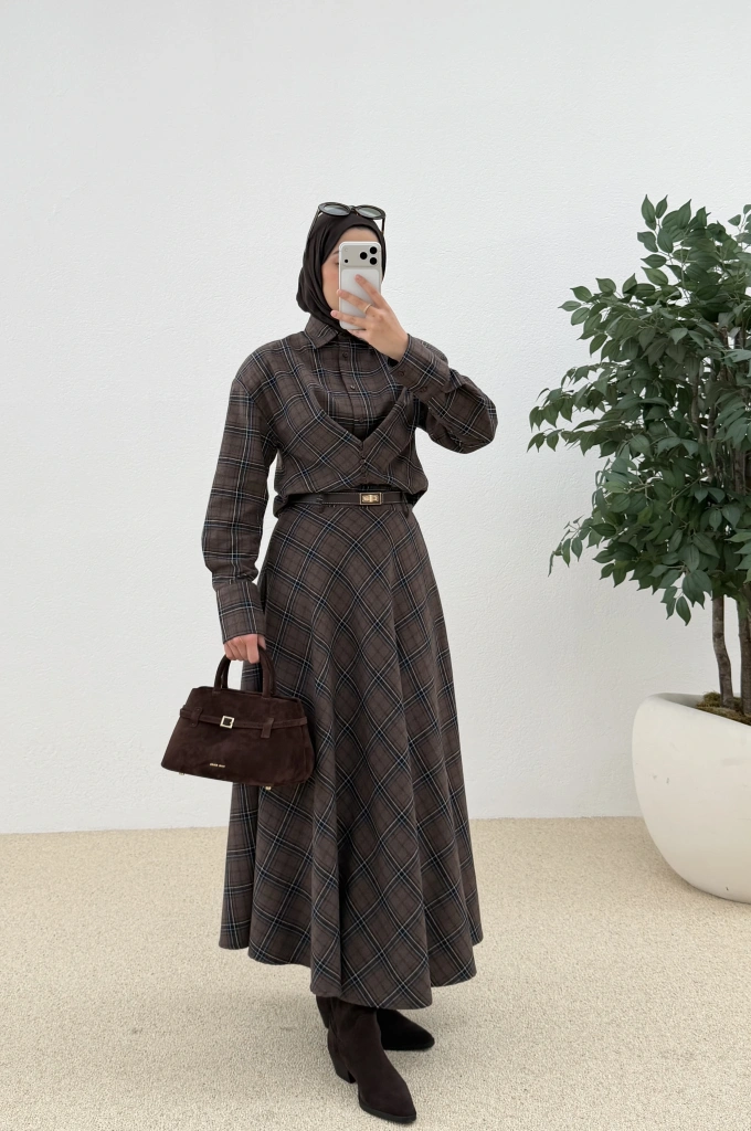 Bel oturmalı kışlık eteklı TAKIM