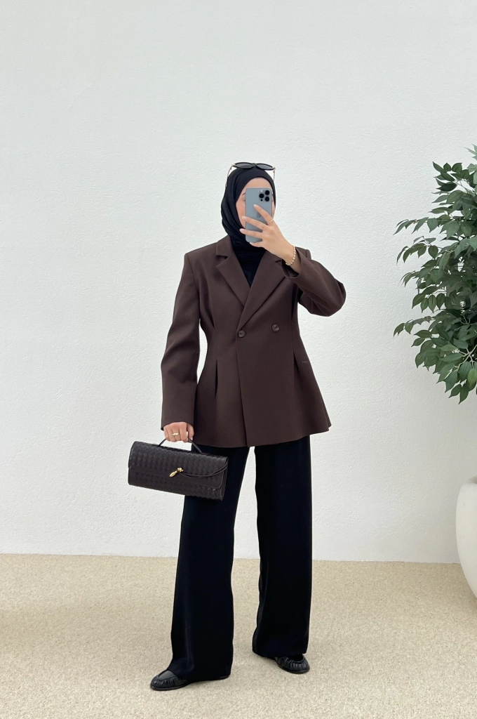 BEL OTURTMALI BLAZER kahve