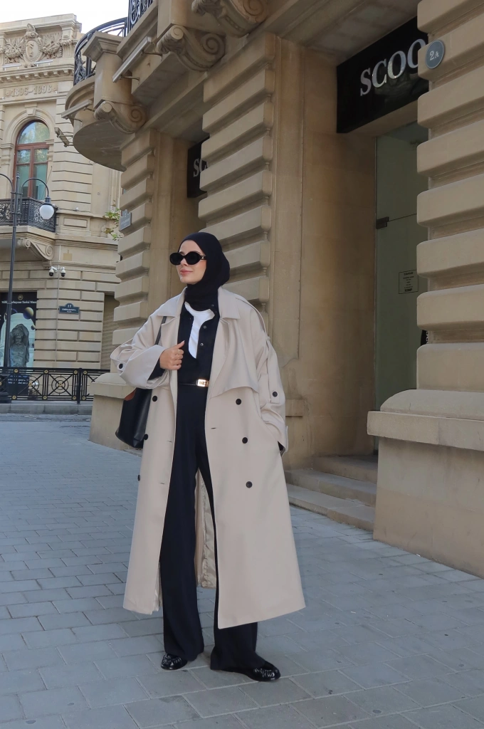 BKÜ PREMİUM POLEVİSKON UZUN SALAŞ TRENÇKOT naturel bejj