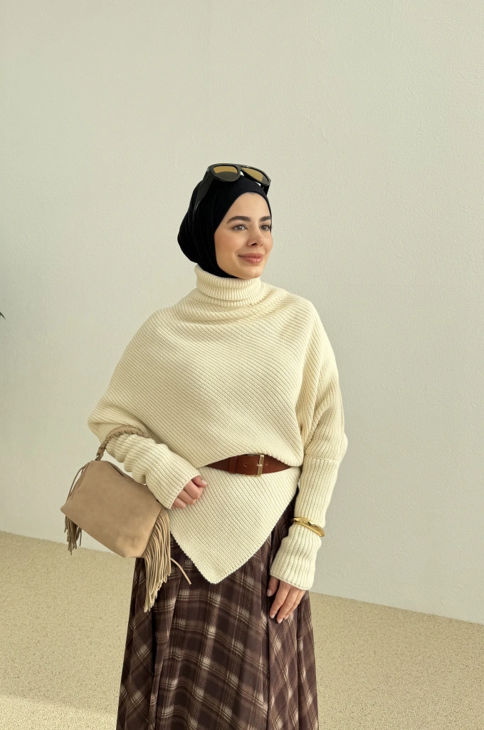 BOĞAZLI ASİMETERİK KAZAK EKRU