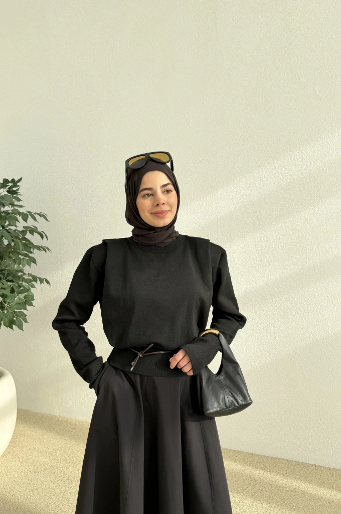 çelik örgü kazak siyah