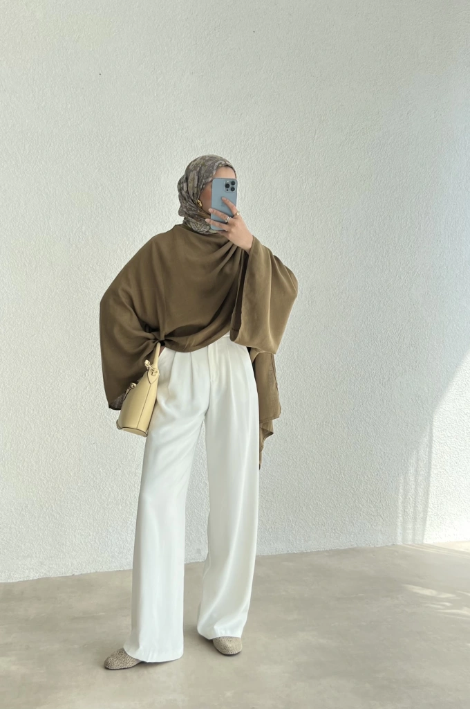 DÖKÜMLÜ KREP PALAZZO BEYAZ