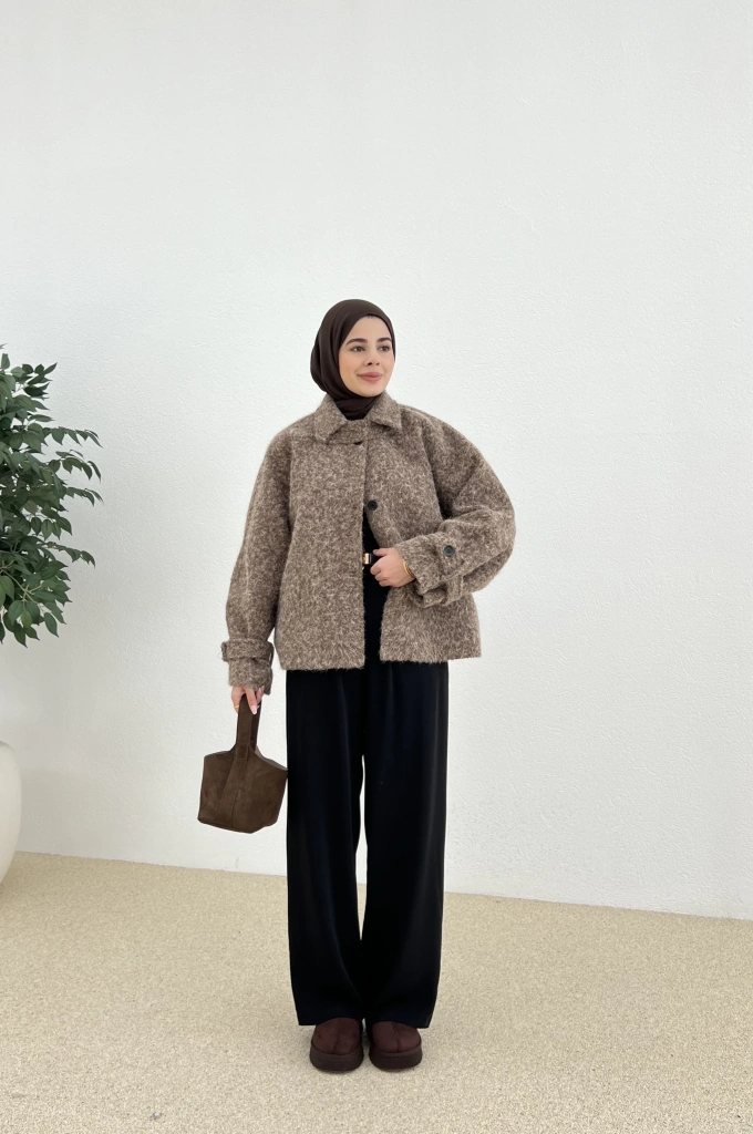 DÜĞMELİ KABAN CEKET KAHVE