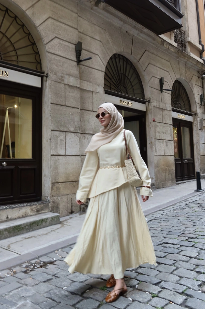 Eteklı Arabık keten takım sarı