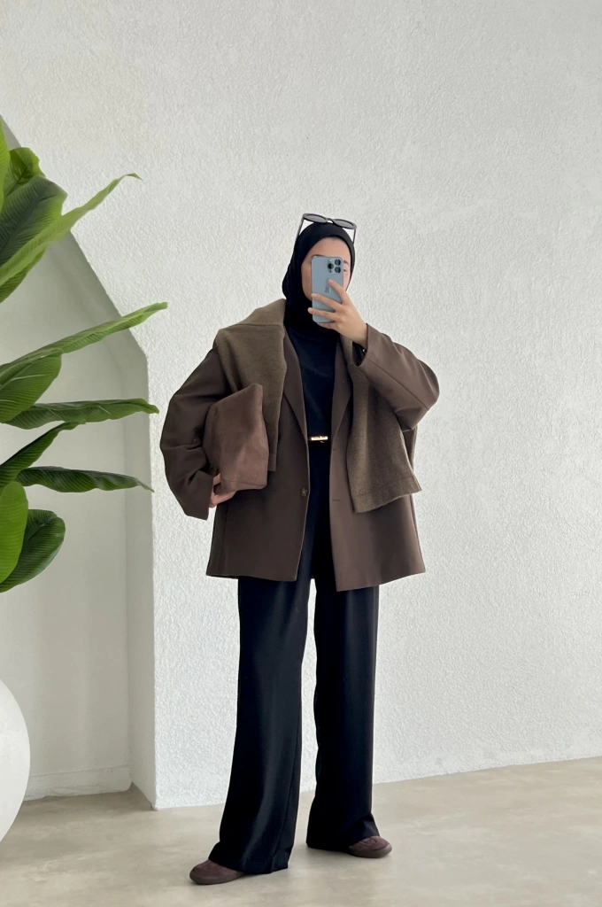 FRANKİE OVERSİZE PREMİUM BLAZER ACI KAHVE
