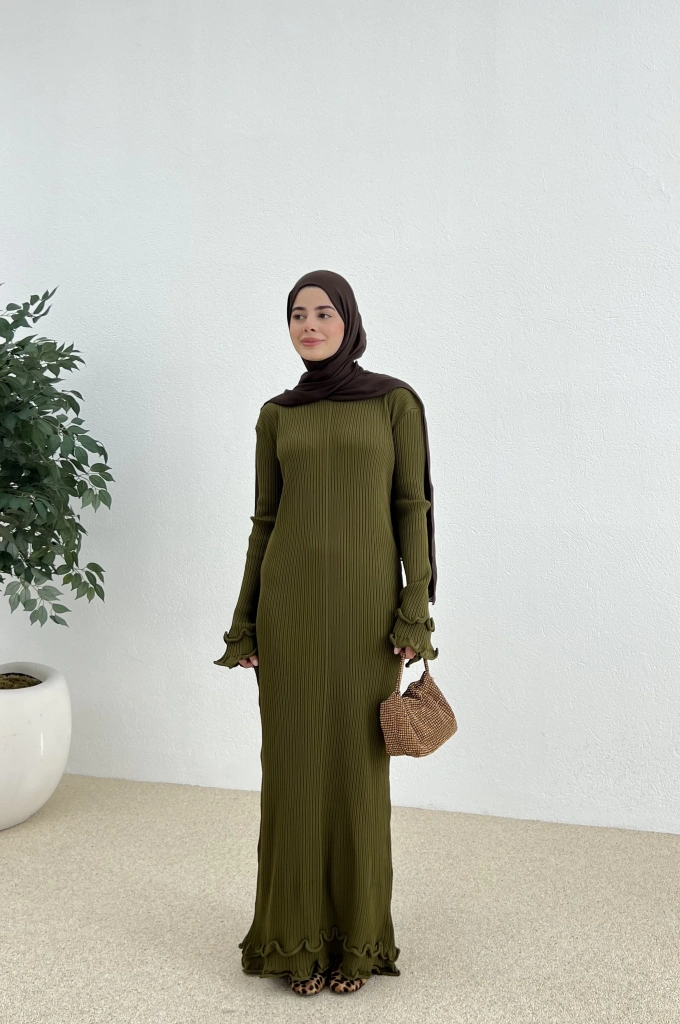 H&M TRİKO ELBİSE yeşil