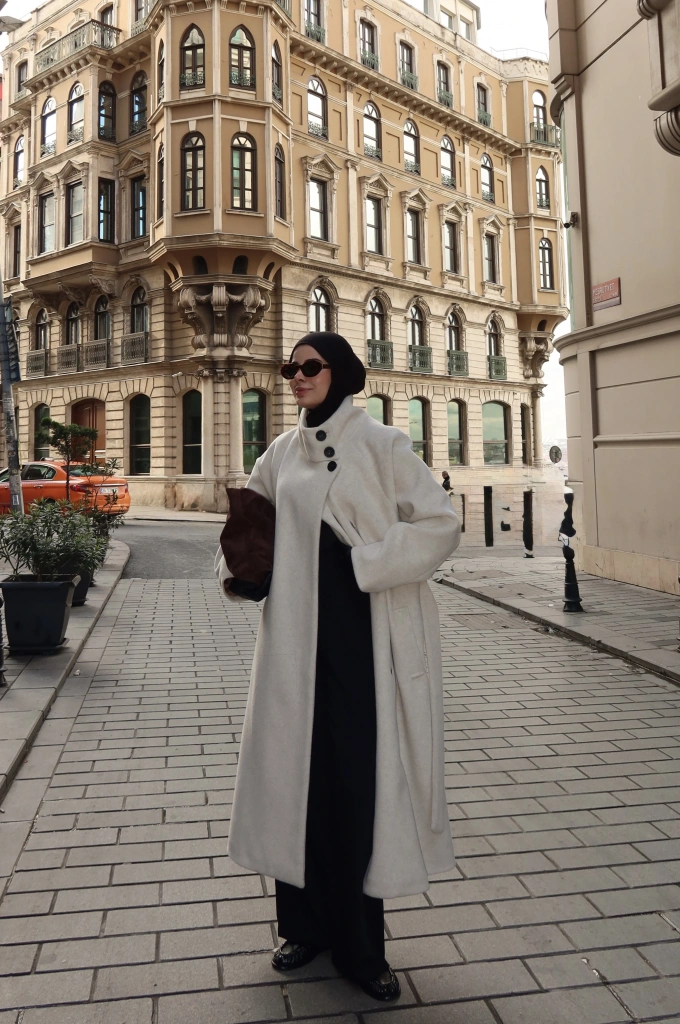 İTHAL KAŞE MNG KABAN DİK YAKA BEJ