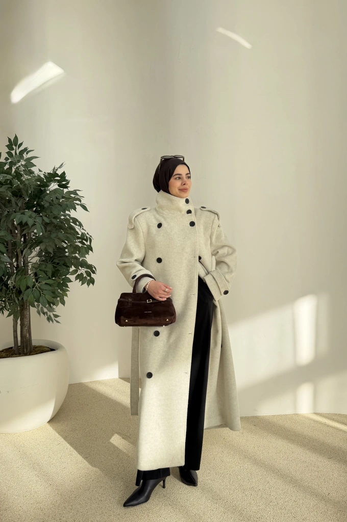 İTHAL KAŞE YÜN DOKULU MASSİİ KABAN ekru