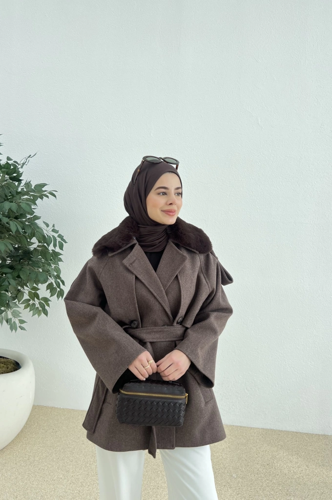 KABAN YAKASI KÜRK PREMİUM < kahve<