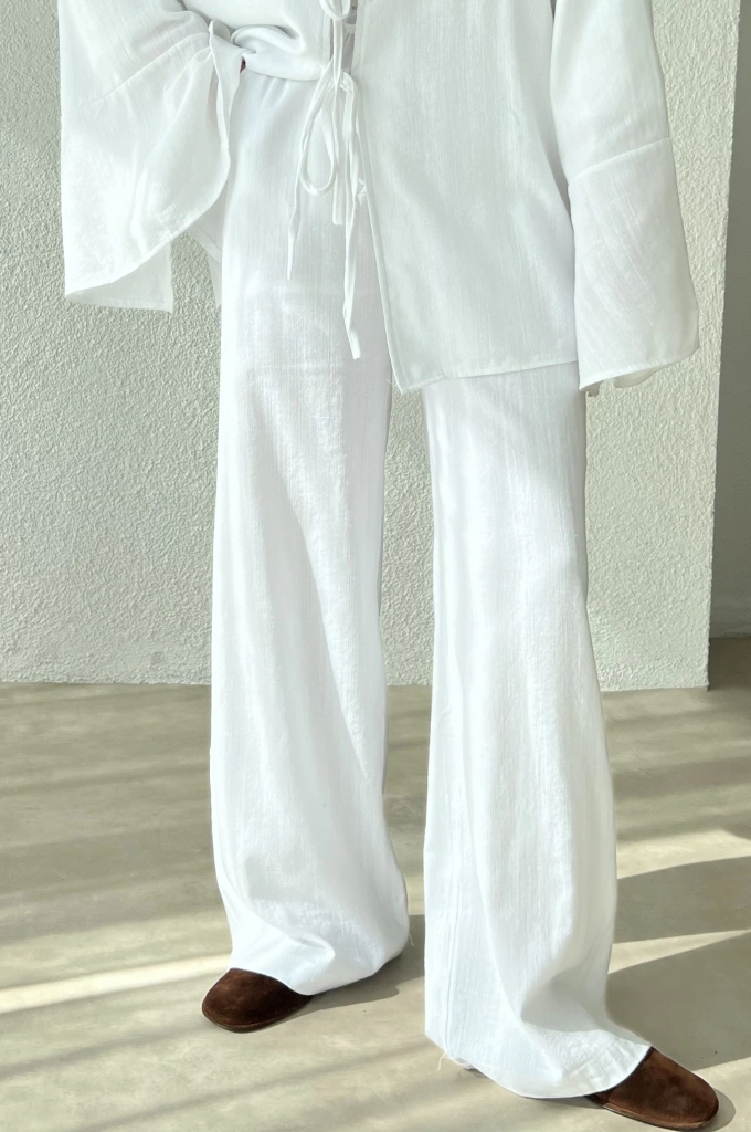 İÇİ BOYDAN BOYA PAMUK ASTAR PALAZZO BEYAZ