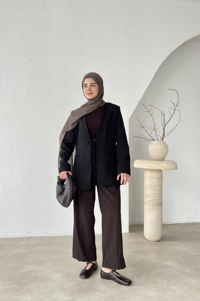 KİMONO ASTARLI BLAZER CEKET SİYAH