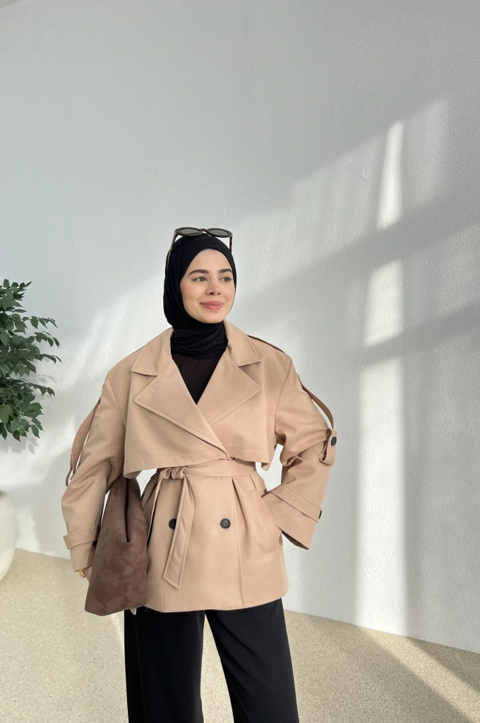 KUŞAKLI ASTARLI TRENÇKOT BEJ