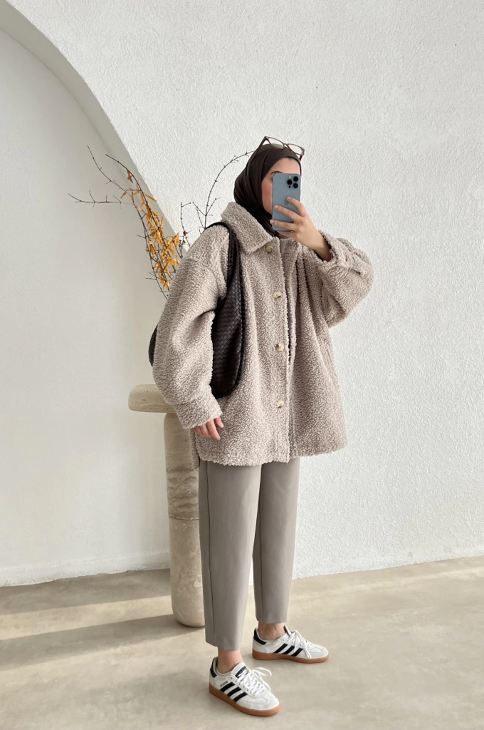 LİSA H&M PİNTEREST TEDDY MONT bej