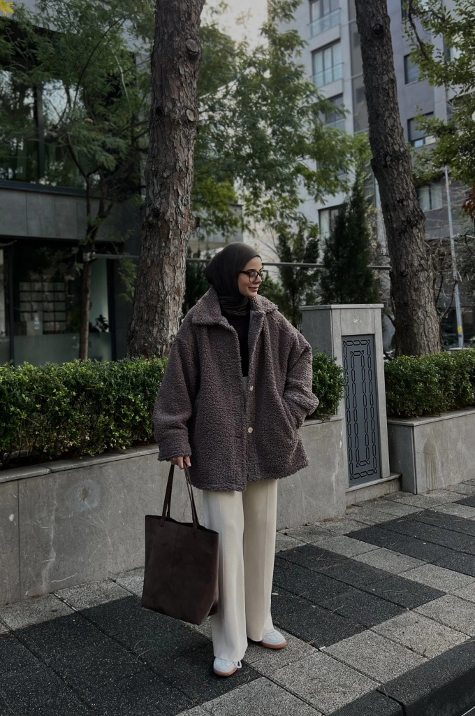 LİSA H&M PİNTEREST TEDDY MONT Kahverengi