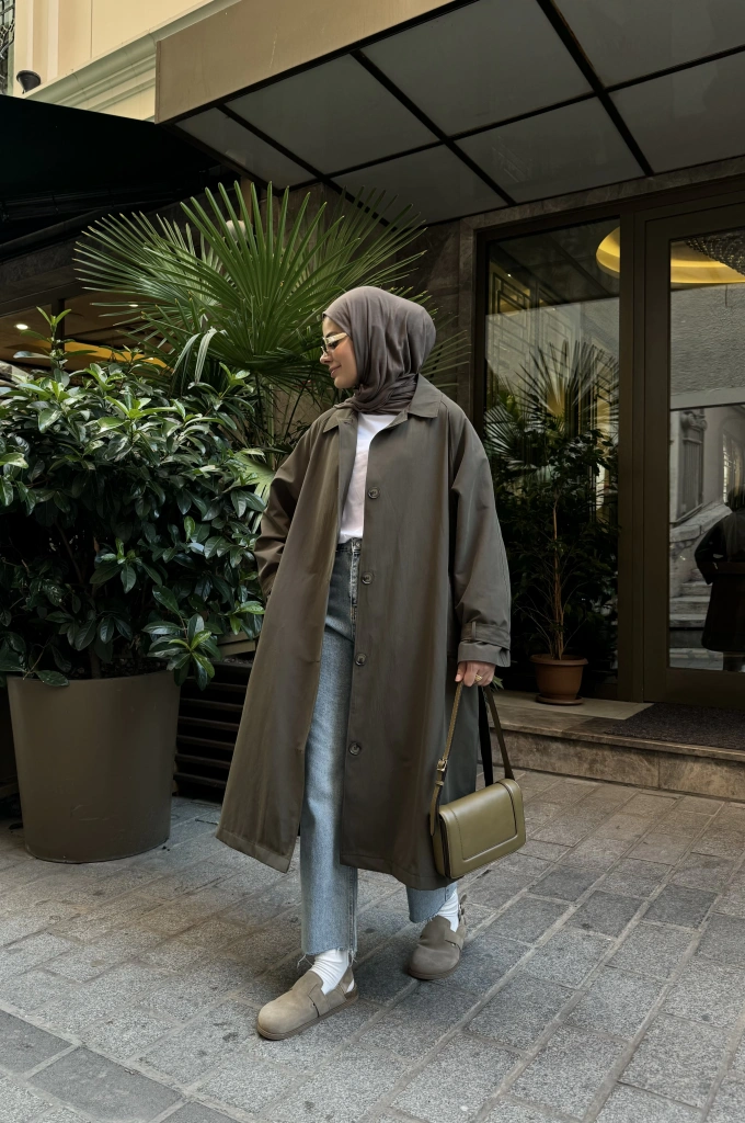 MASSİMO MODEL PREMİUM KALİTE ASTARLI TRENÇKOT Koyu haki