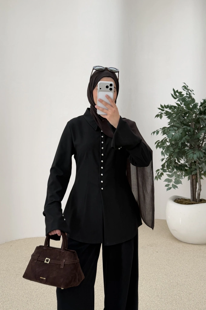 MİNİK DÜĞME GÖMLEK siyah