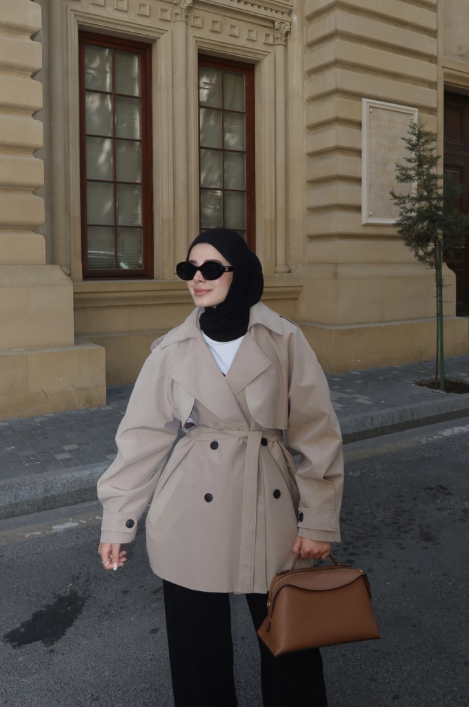 Bakü KISA TRENÇKOT BEJ..