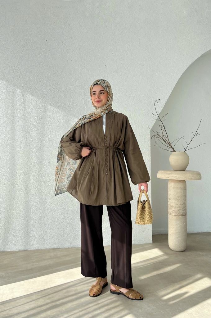 PAMUK VUAL BİYELİ GÖMLEK YEŞİL