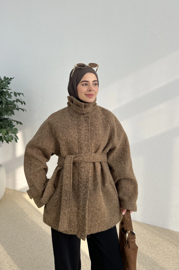 PAT DETAYLI FERMUARLI KABAN CEKET yeşil