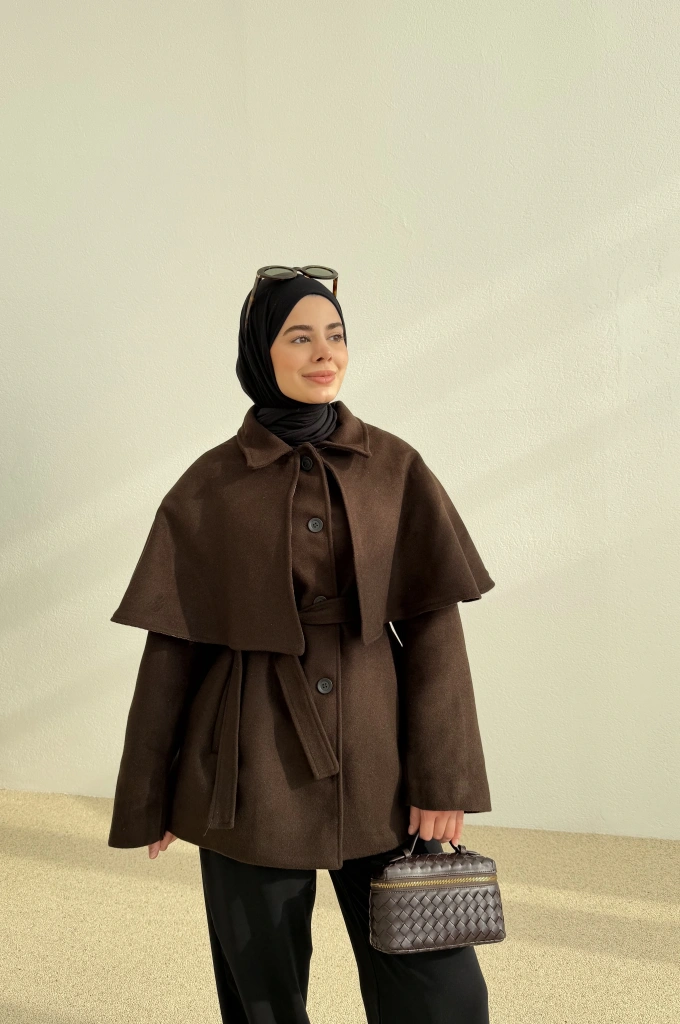 PELERİN KAŞE KABAN kahverengi