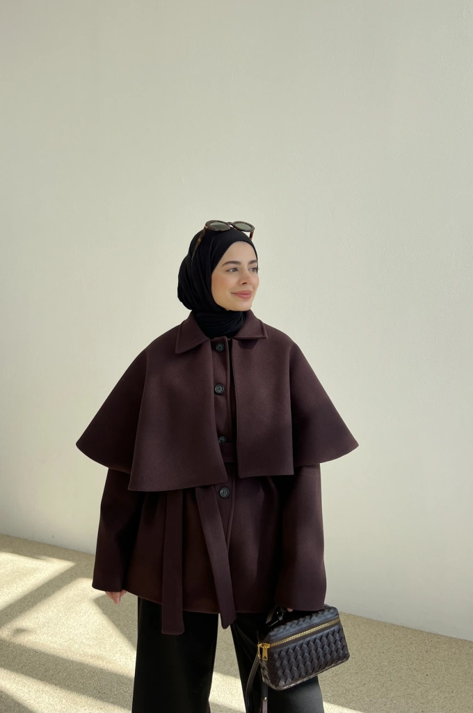 PELERİN KAŞE KABAN mürdüm