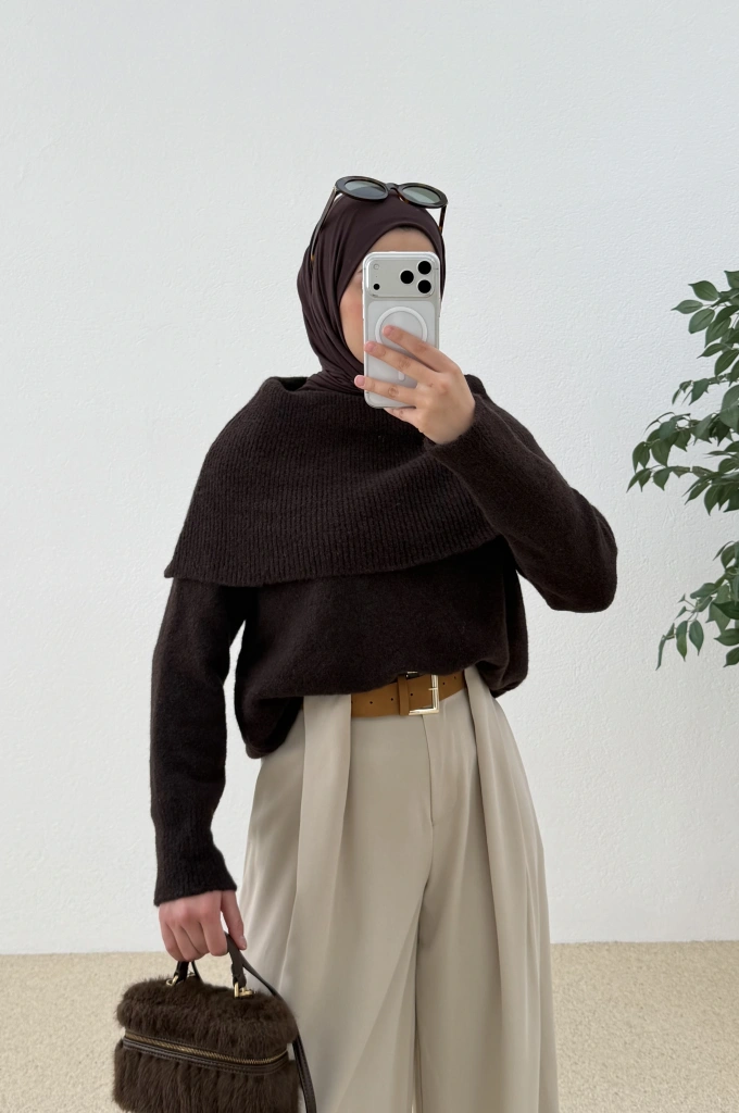 Pelerinli KAZAK kahve