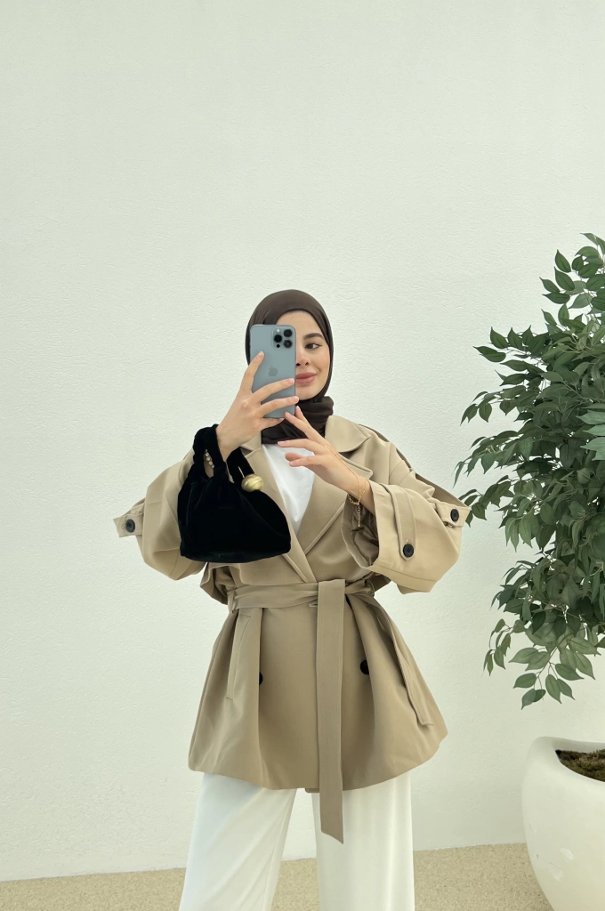 PREMİUM KALİTE İNDİTEX TRENÇKOT BEJ