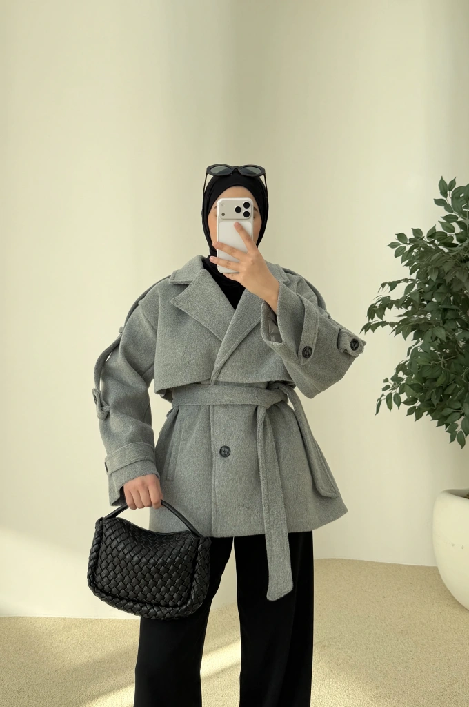 PREMİUM KALİTE KABAN YÜN DOKULU koka gri