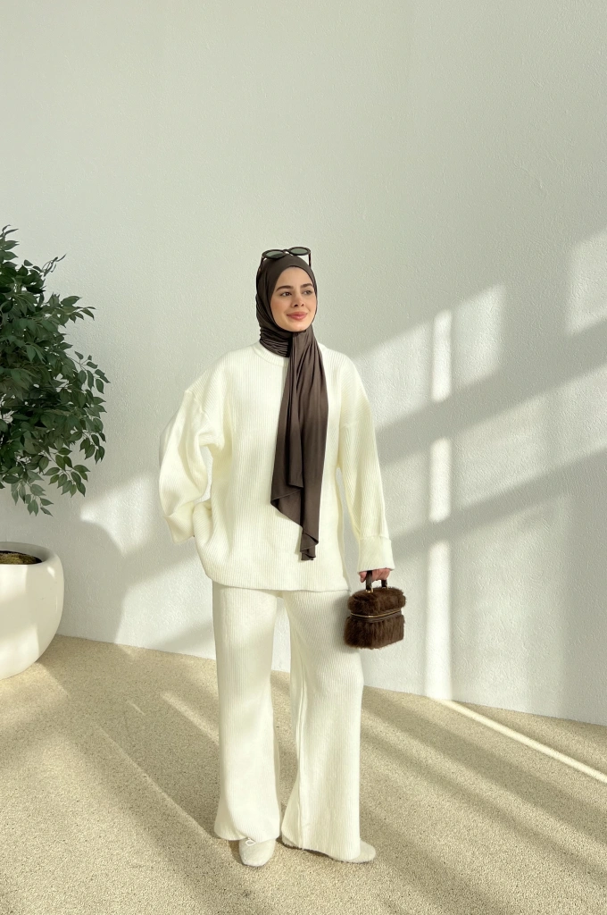 SIK DOKUMA PREMİUM TRİKO TAKIM beyaz