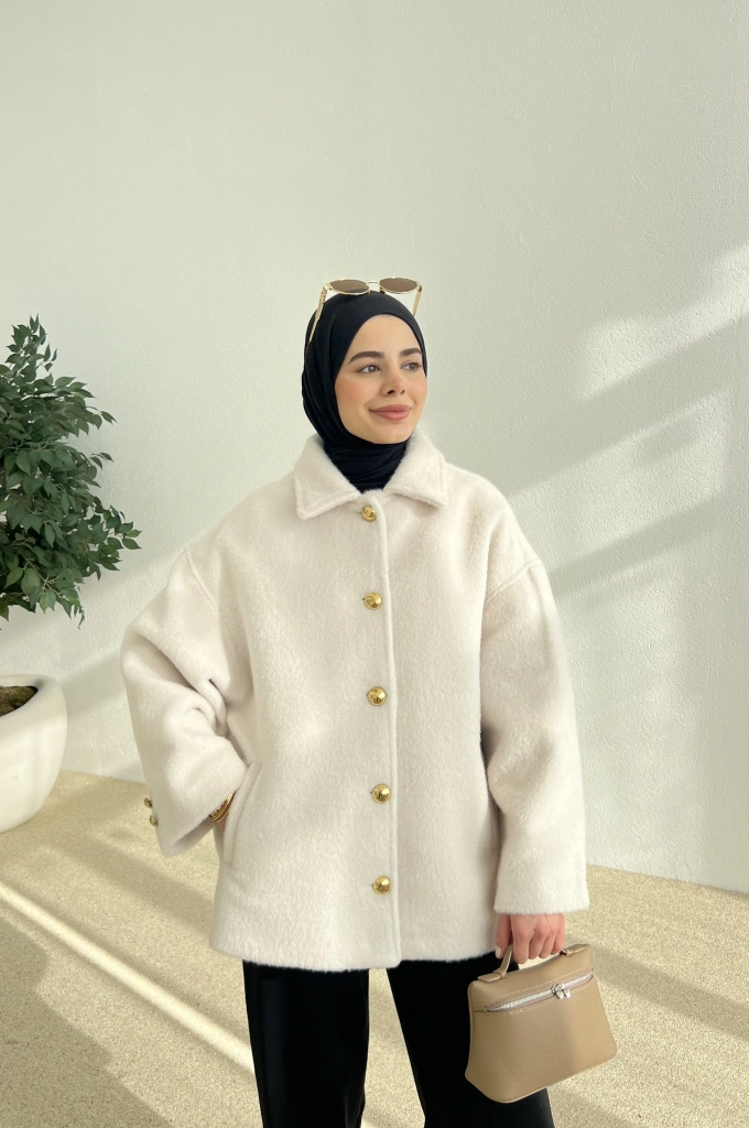 SİLVER DÜĞME KABAN BEJ