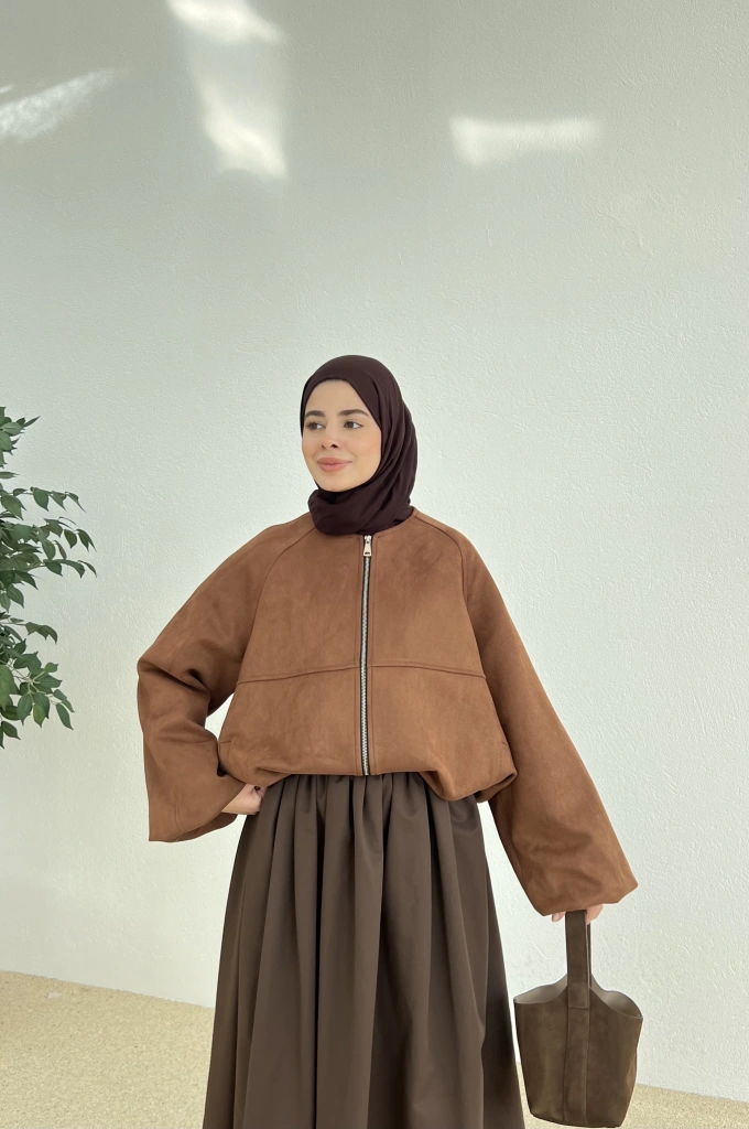 SOİ VİRAL BOMBER CEKET SÜET kahve