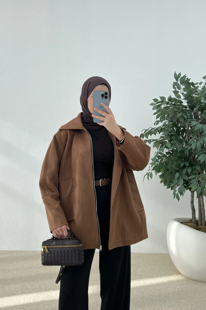 SÜET BOMBER CEKET kahve