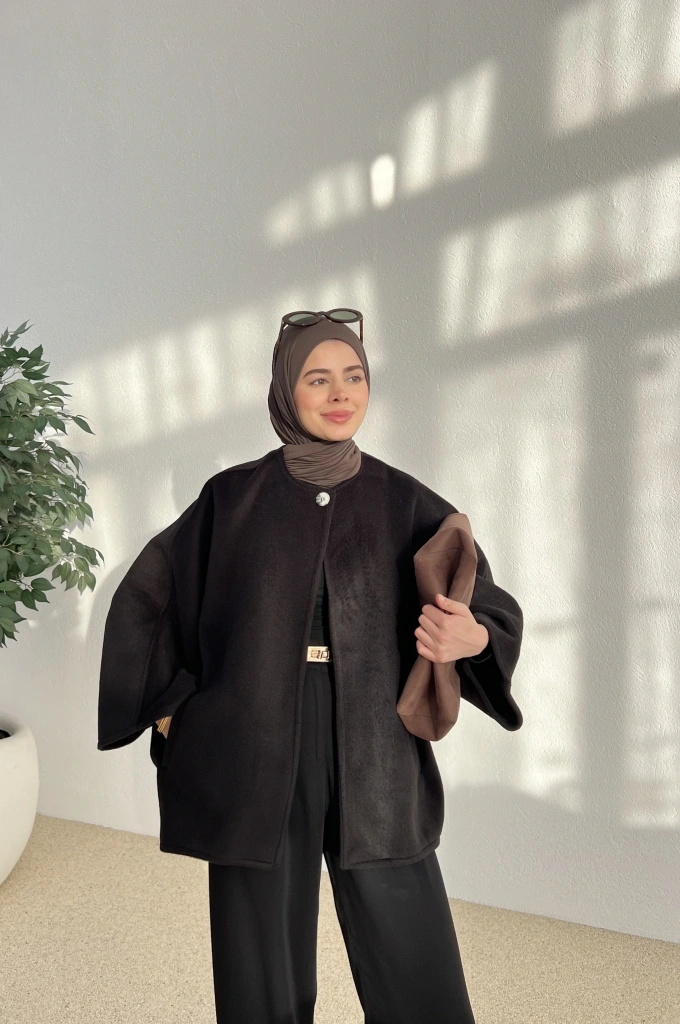 TEK DÜĞME iTHAL PREMİUM ASTARSIZ KABAN siyah