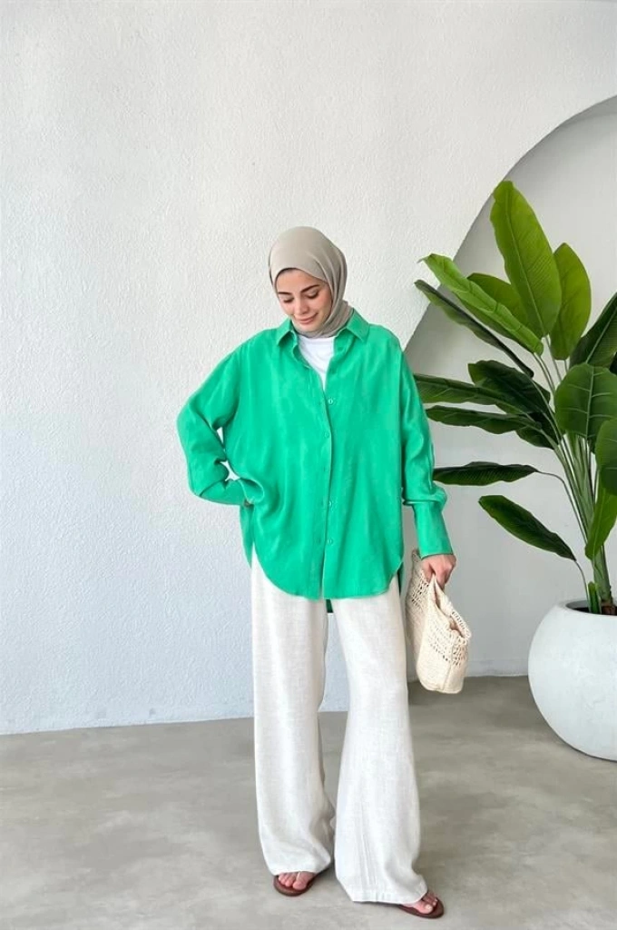 TENSEL GÖMLEK YEŞİL