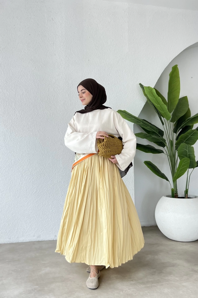 TEREYAĞ SARISI PİLELİ ETEK