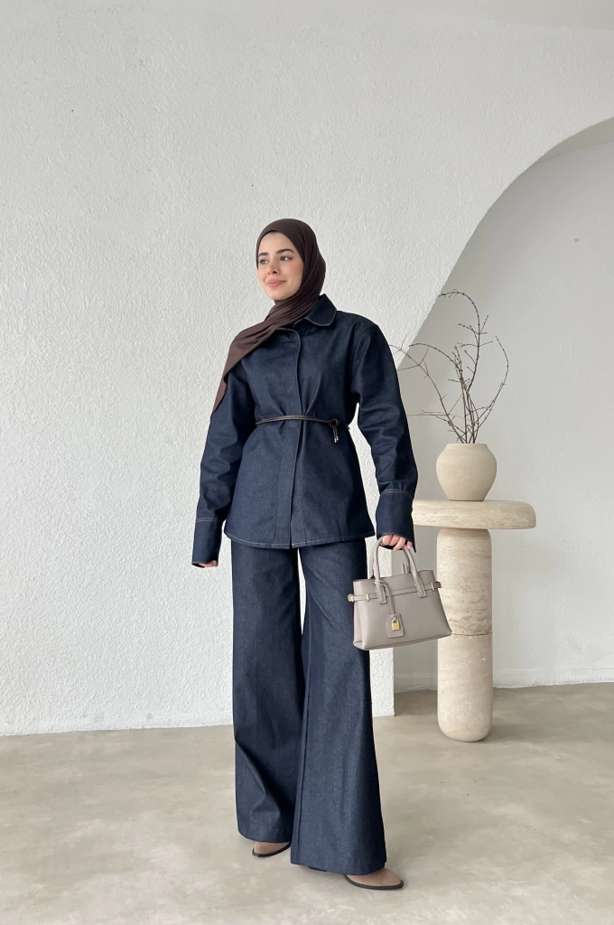 VATKALI BEL OTURTMALI DENİM TAKIM