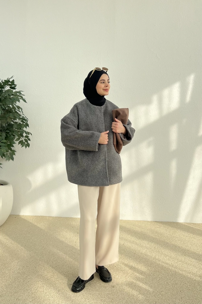 X1 premium oversize kaşe kaban( antrasit )