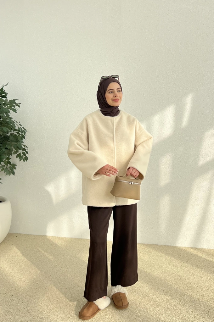 X1 premium oversize kaşe kaban( bej )