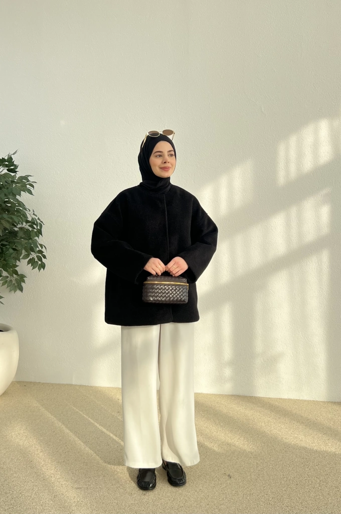 X1 premium oversize kaşe kaban( siyah )