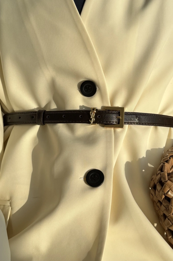 YSL DERİ KEMER kahve