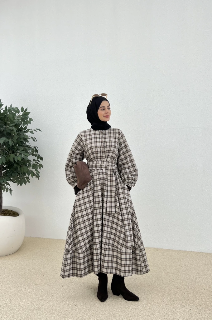 ZR KARELİ GÖMLEK ELBİSE