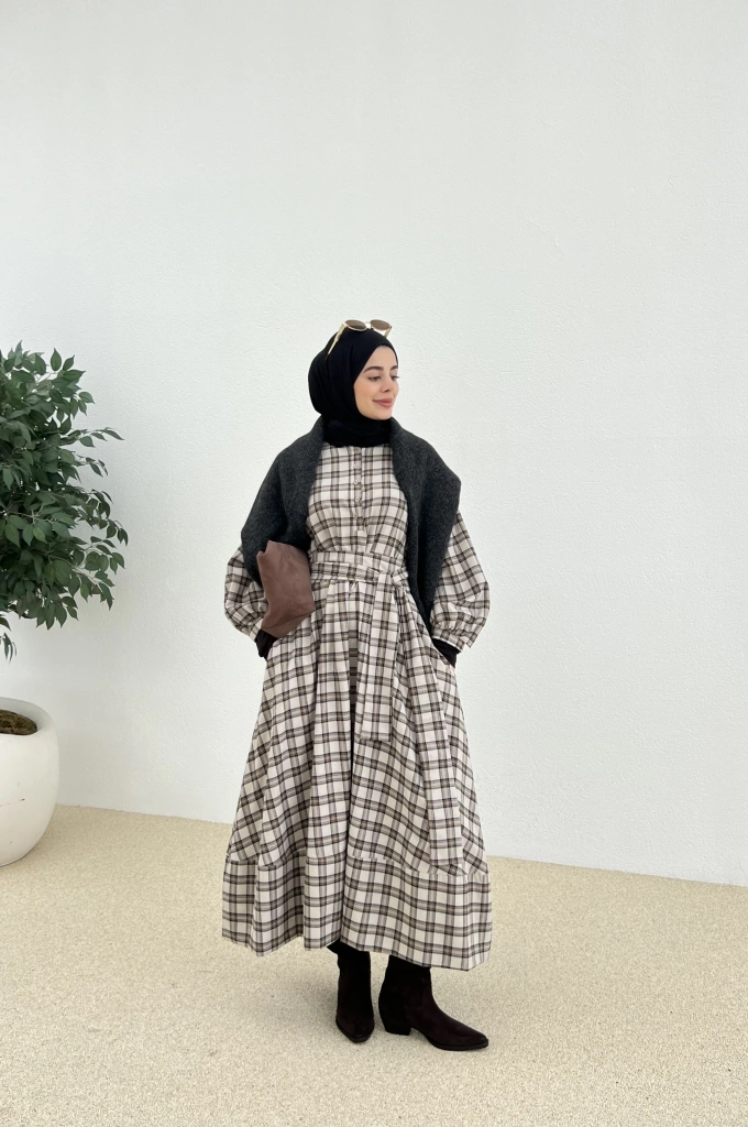 ZR KARELİ GÖMLEK ELBİSE