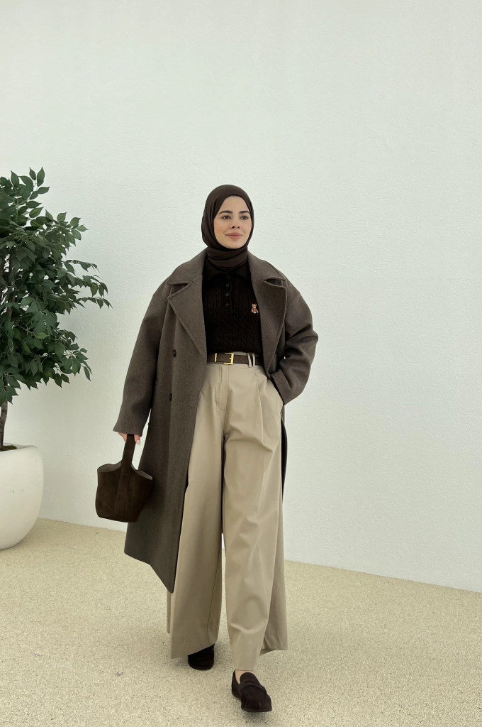 ZR MUADİLİ OVERSİZE ASTARLI KABAN kahve