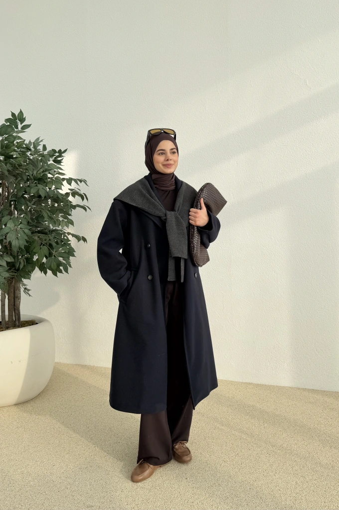 ZR MUADİLİ OVERSİZE ASTARLI KABAN lacivert