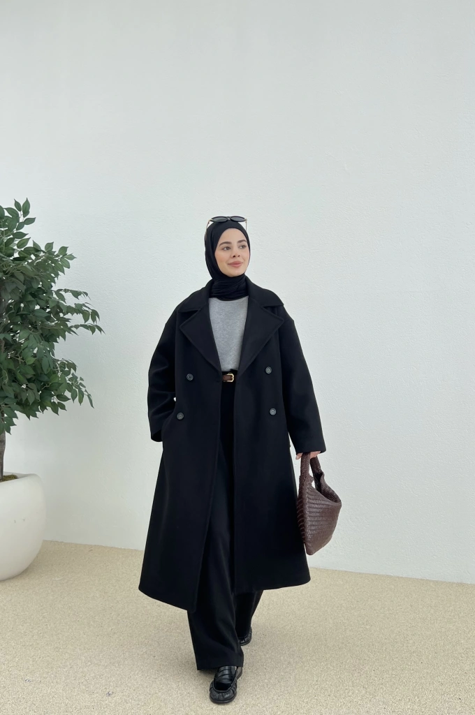 ZR MUADİLİ OVERSİZE ASTARLI KABAN SİYAH