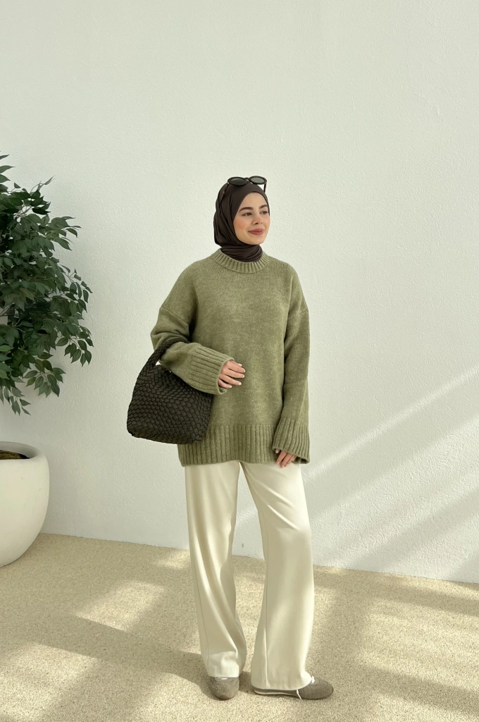 ZR PREMİUM KAZAK nane yeşil